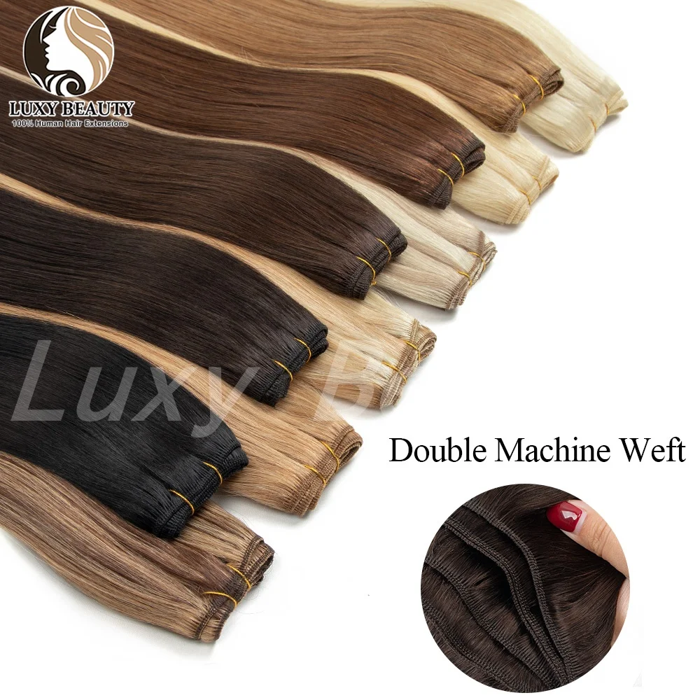 50g/pack Straight Hair Weft Bundles Human Hair Extensions Long Blonde Brown Black Double Drawn Sewing in Human Hair Weft Weaves