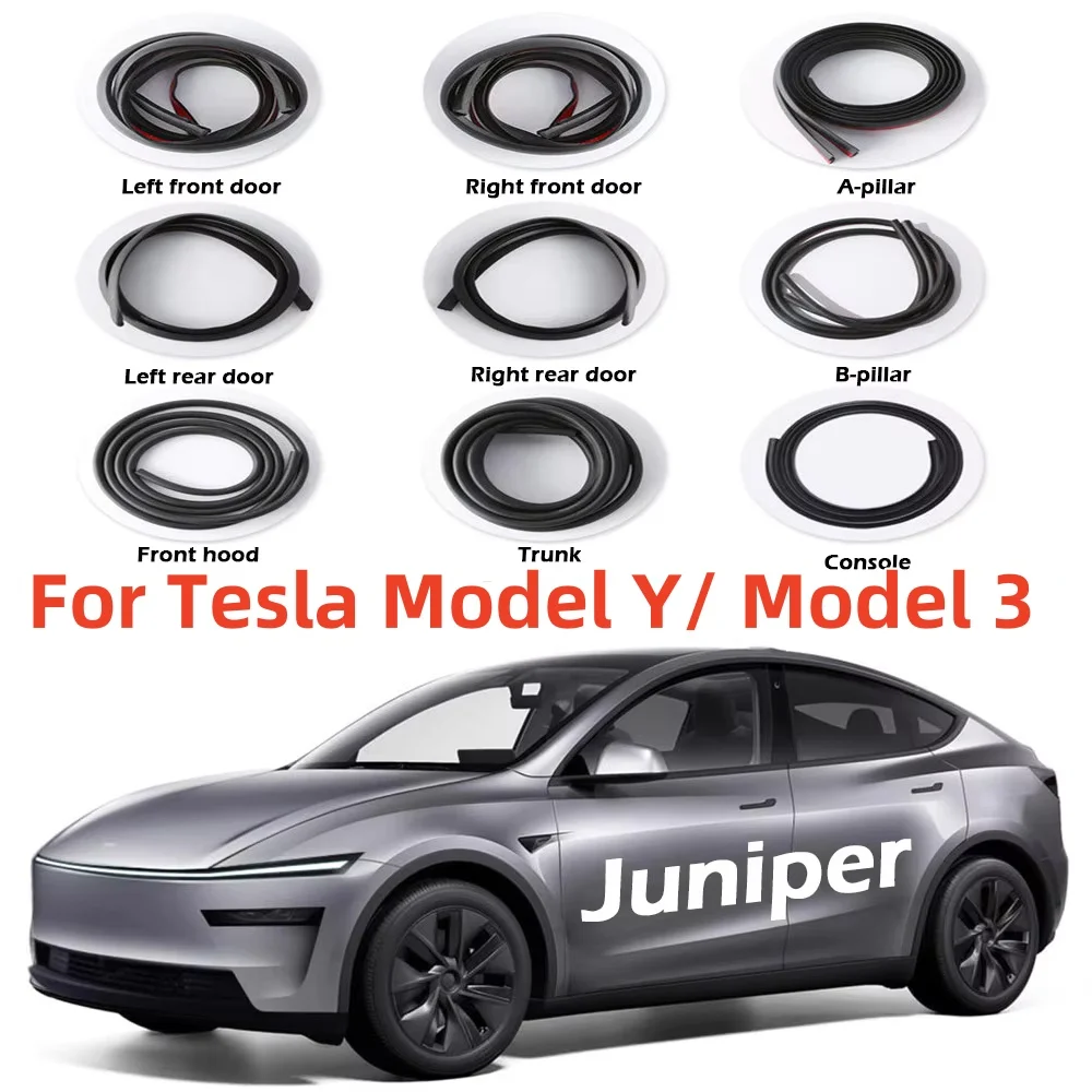 

For Tesla Model Y Model 3 Highland Door Rubber Seal Soundproof Weather Stripping Trim Wind Noise Reduction Kit Accessories