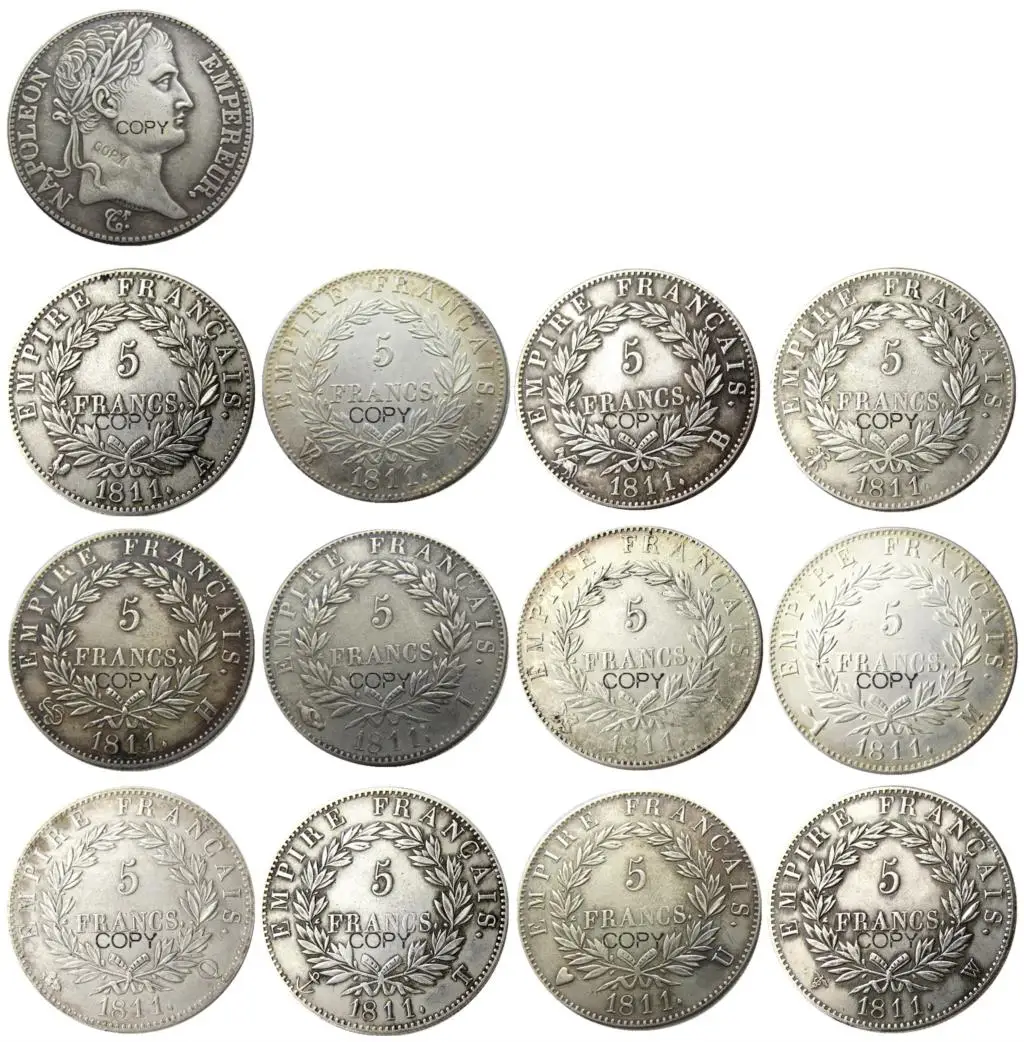 

France 5 Francs 1811 12pcs Different Mintmarks Silver Plated Copy Coins