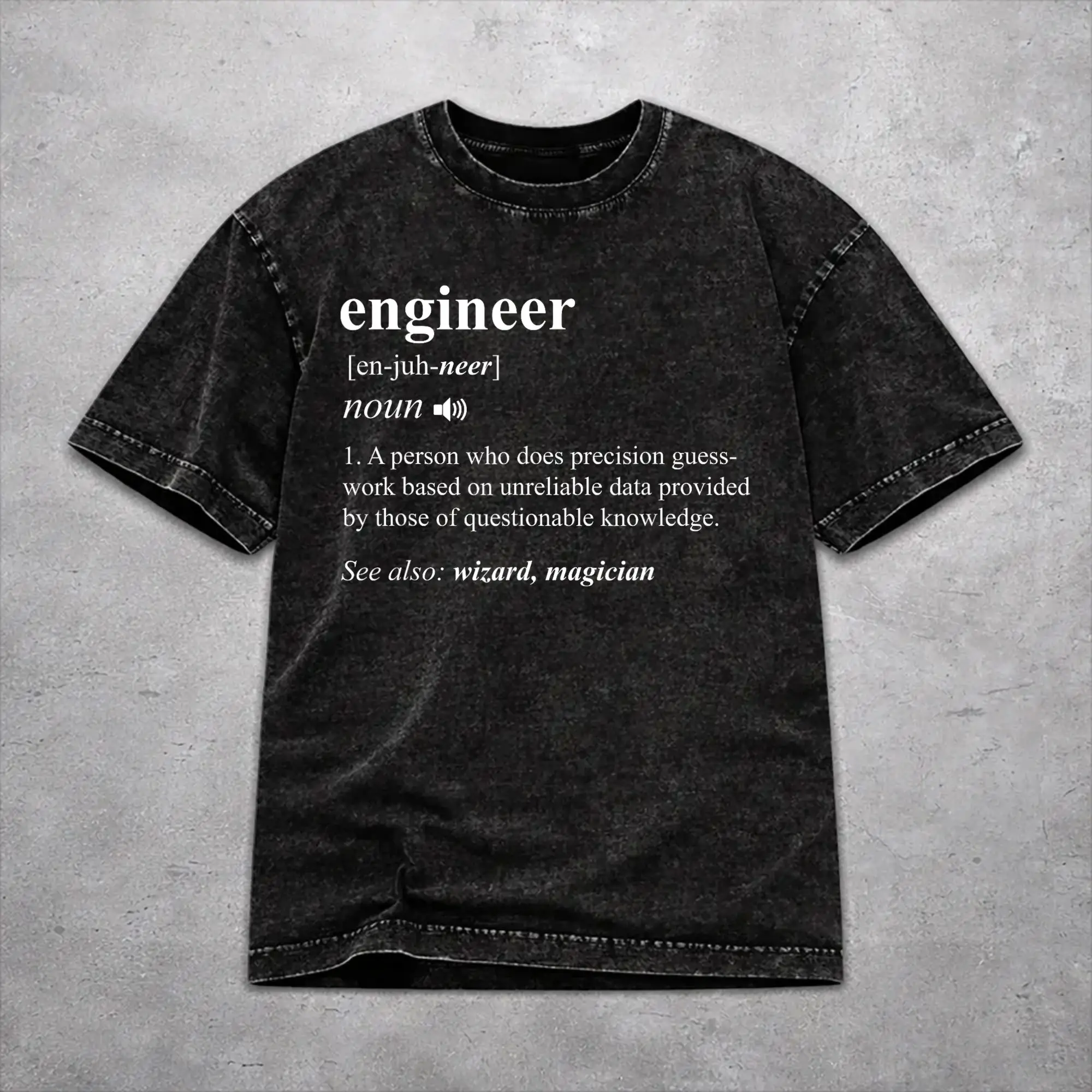 Engineer Definition Funny Engineering Mechanical Civil  T Shirts Washed Short Sleeve Street T-Shirts Men Women Streetwear