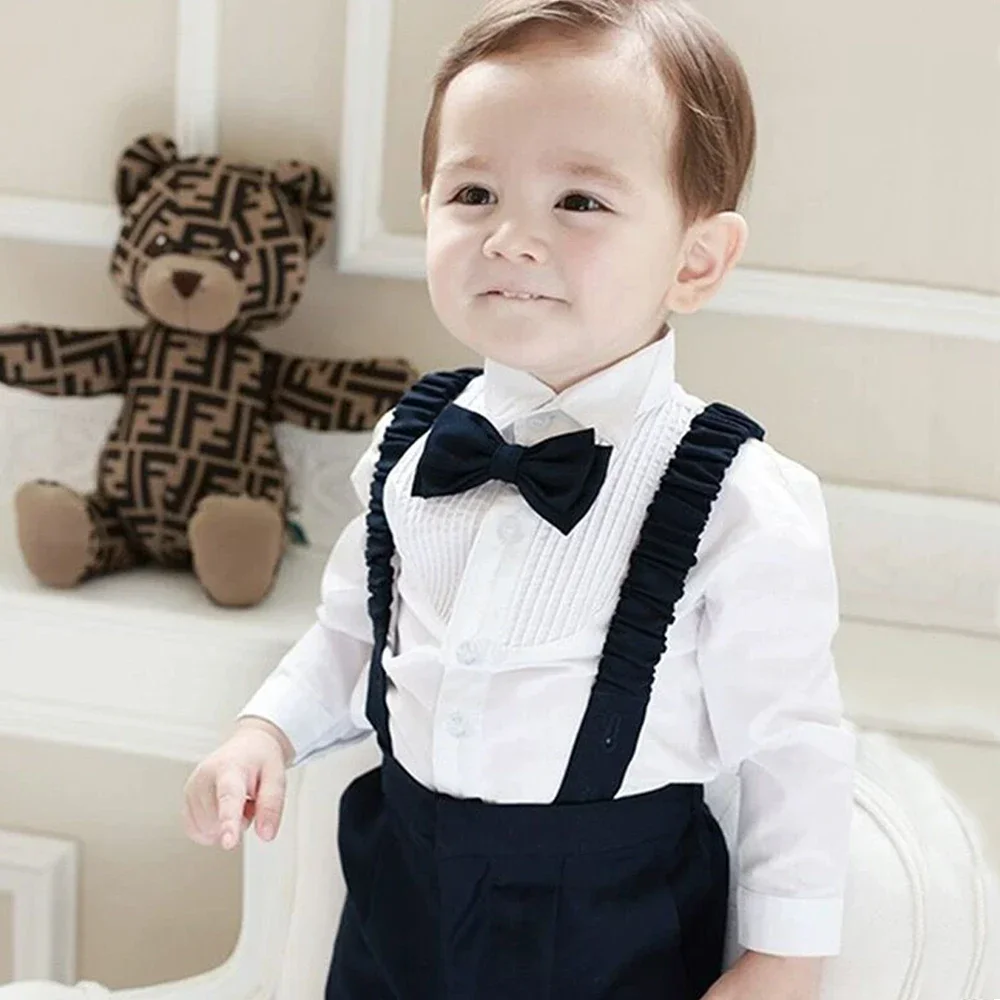 

Newborn 1st Birthday Anniversary Costume 0-24Months Solid Suit Autumn Baby Boy Gentleman Set Infant Cotton Spring Wedding Outfit