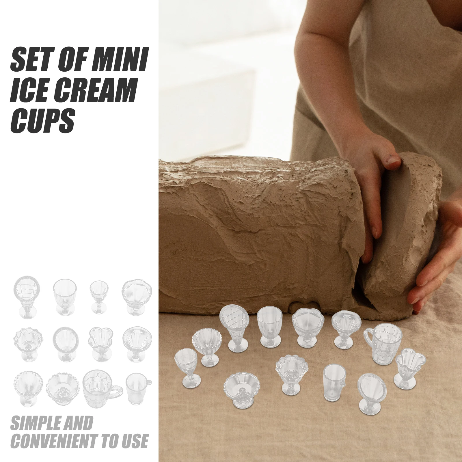 

Creative Ice Cream Crystal Cups Miniature Cup Models Mini Ice Cream Mugs Mini Cup Decoration Miniature Props 4 Sets