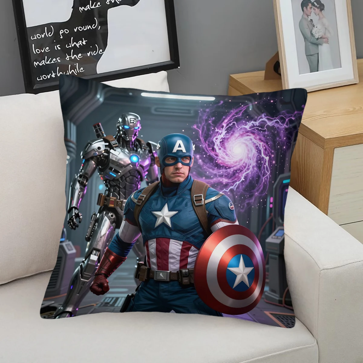 

Подушка с персонажем Железного человека (с наполнителем), плюшевая, с потайной молнией, не скатывается, для декора дивана и общежития для фанатов супергероев