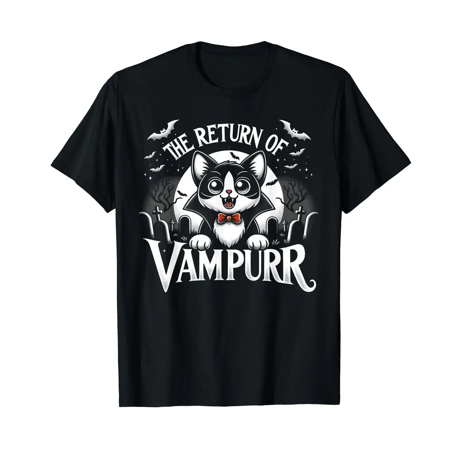 Cat Lover Halloween Funny Cute The Return of Vampurr Kids T Shirt vintage Washed streetwear Unisex Slightly Soft Breathable