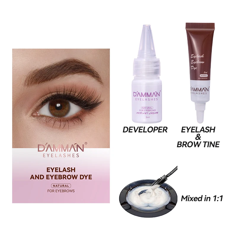 DAMMAN-Kit de tinte de cejas para pestañas, 3 colores, líquido Natural, 5ml, rímel resistente al agua, duradero, tintado, herramientas de maquillaje de belleza