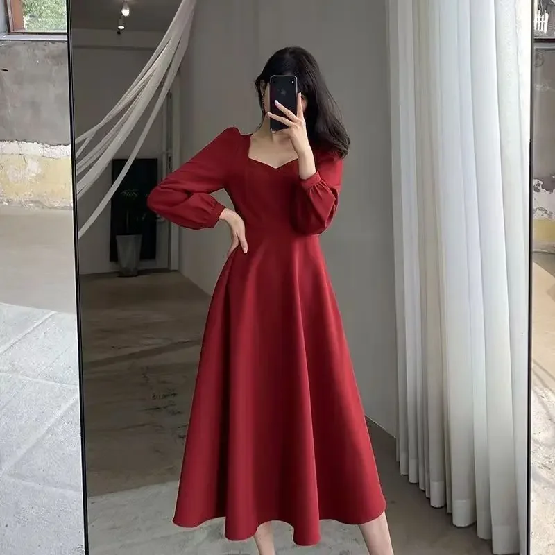Primavera 2022 novo vintage com decote em v longo vestido preto feminino elegante legging vestido estilo hebon