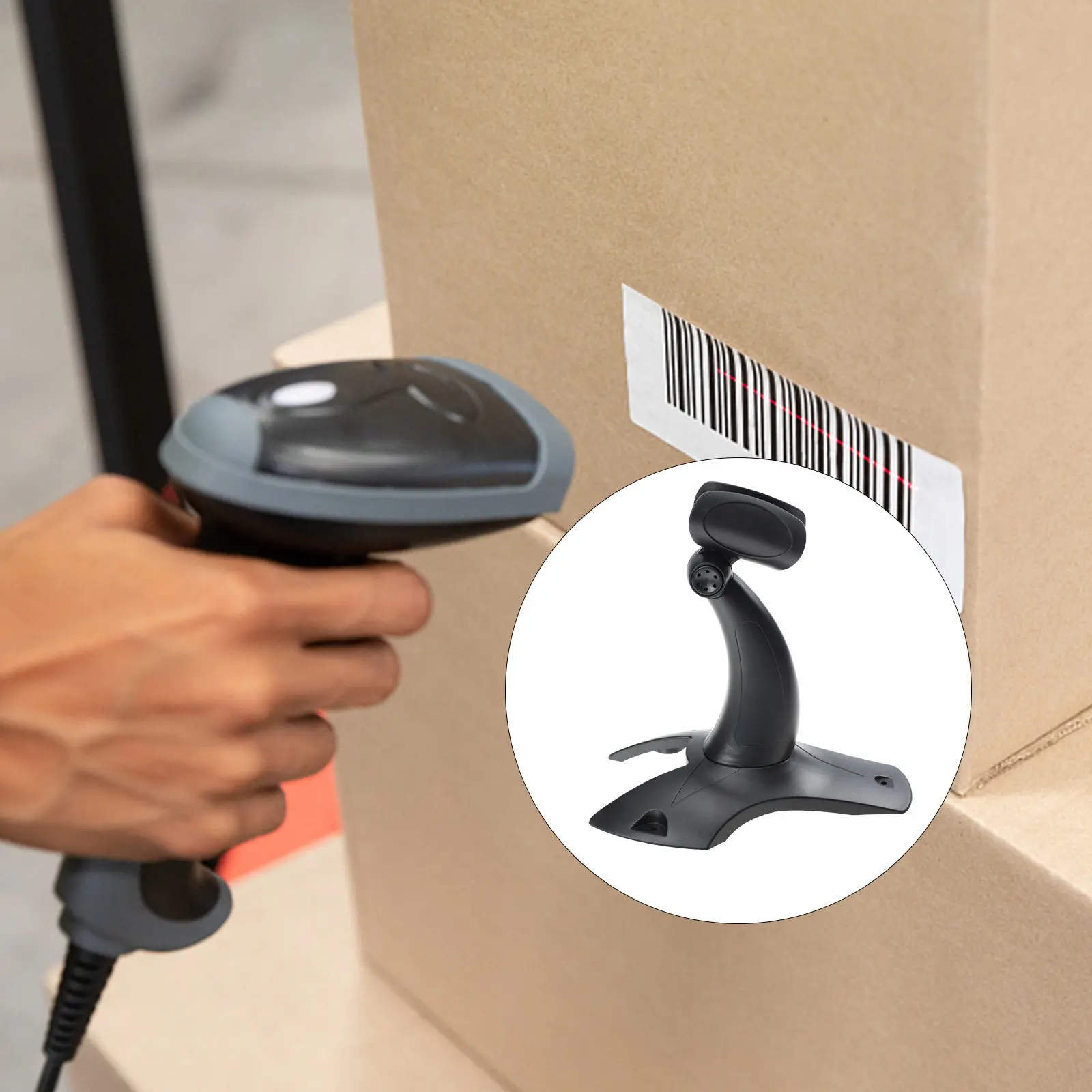 Barcode Scanner Hands-Free Holder Desk for Handheld Black Adjustable Stand Reader