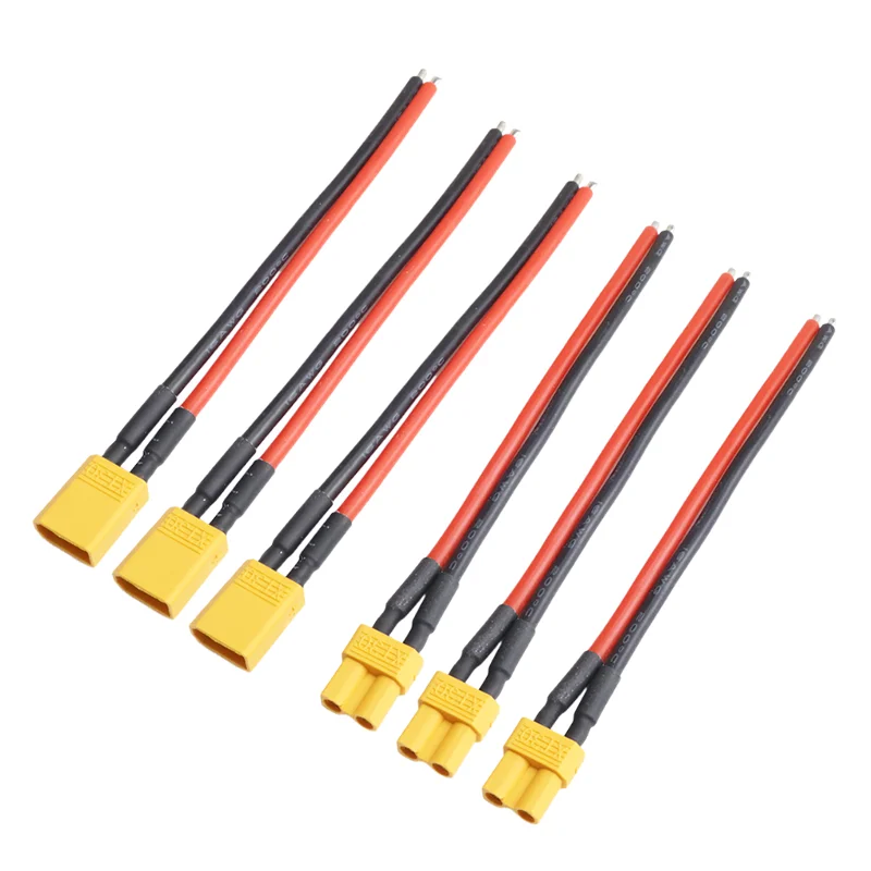 

3Pcs / 7Pcs XT30 Pigtail Plug Male/Female Connector with 100mm 16AWG Tinned Wire Cable for RC Lipo Battery FPV Drone charger