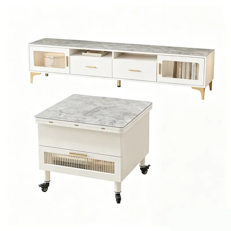 Multifunctional Convertible Coffee Dining Side Table Wheeled Lift Table Storage Drawer Foldable Sofa End Living Room