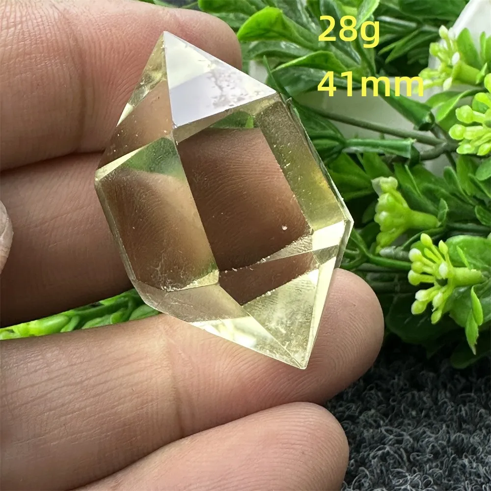 1PC Natural Citrine Aura Hexagonal Double Tip Crystal Wand Spiritual Meditation Healing Stone Home