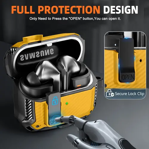 Imagen 2 del producto Funda de bloqueo seguro para Samsung Galaxy Buds 3 y Buds 3 Pro con soporte para teléfono funda protectora contra caídas MagSafe para Samsung Galaxy Buds 3