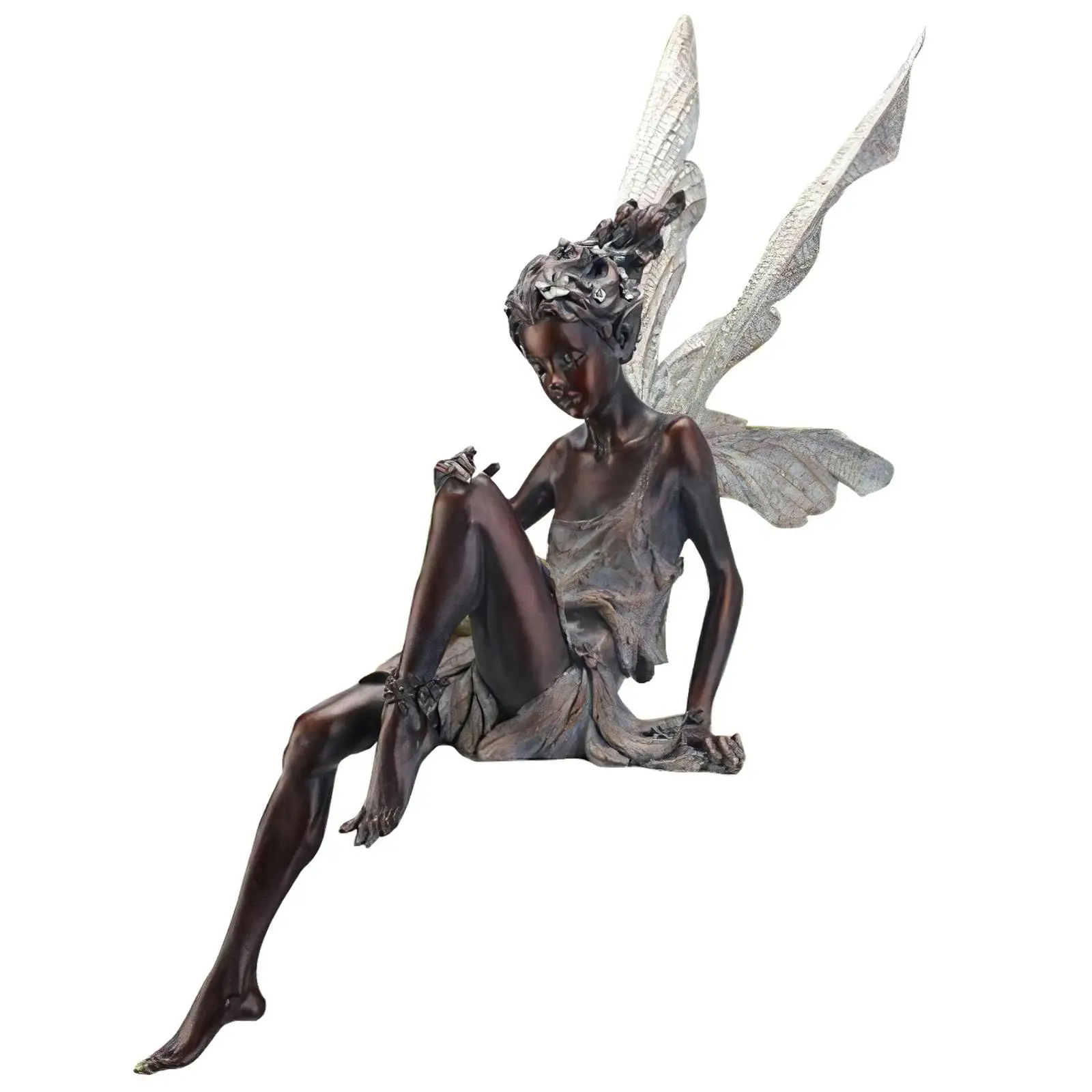 Resin Fairy Statue Yard Fountain Figurine Lawn Sculpture Craft Decoration