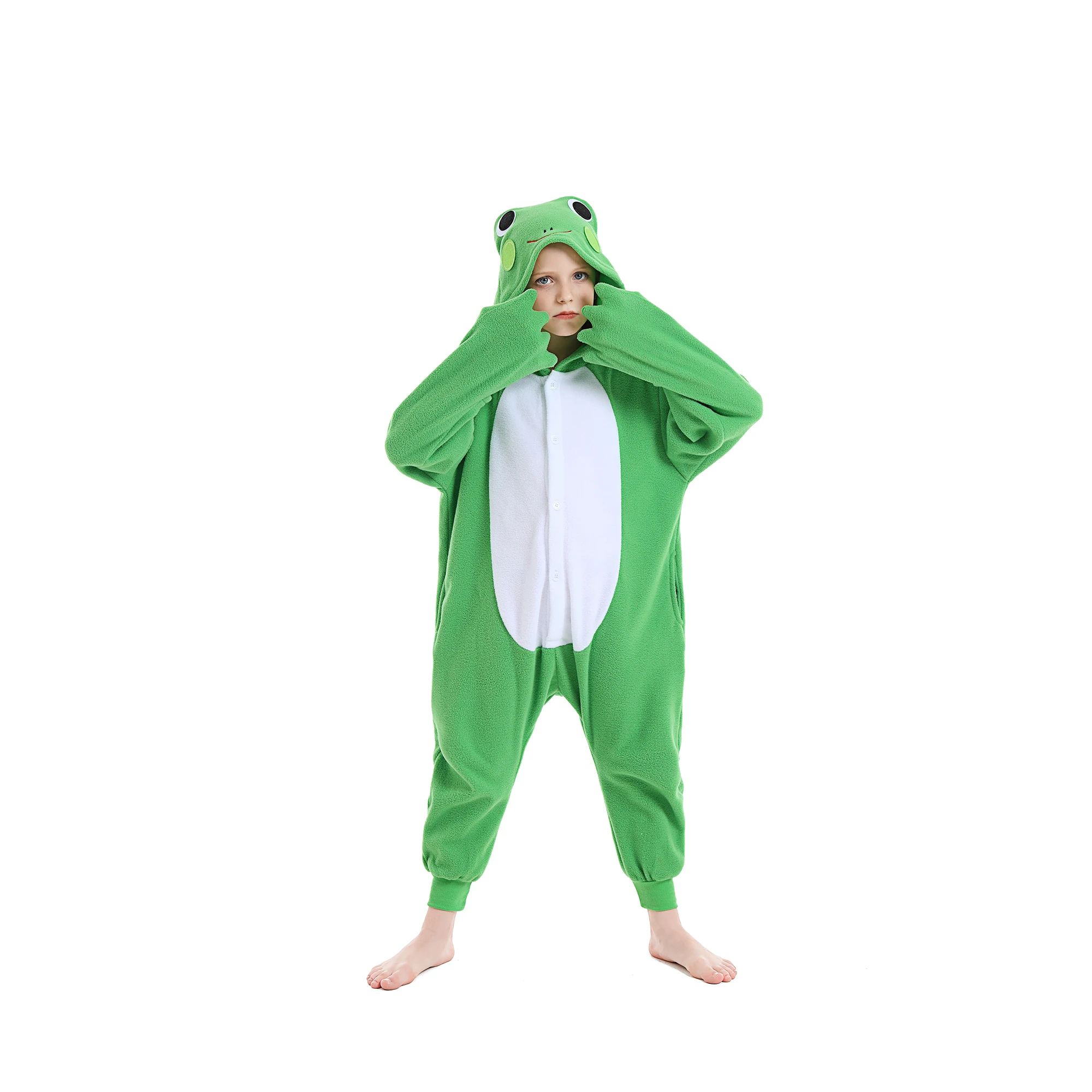 

Frog One-piece Pajamas for Boys and Girls Soft Hooded Child Onesie Halloween Christmas Animals Cosplay Costumes Pyjama Suits