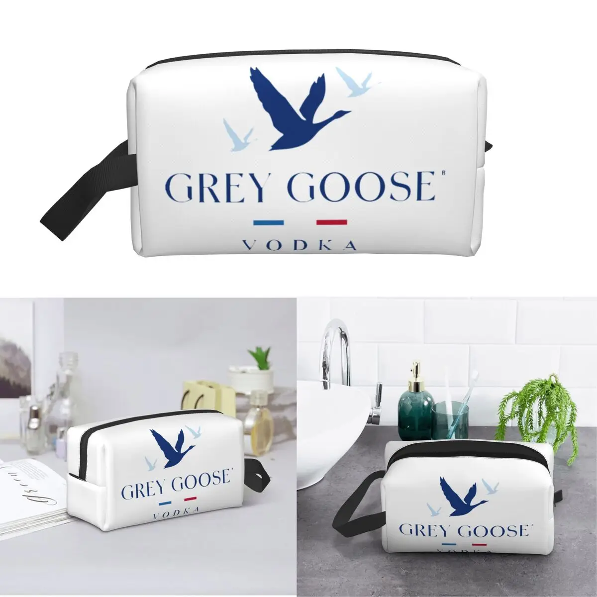 Grey Goose Vodka Makeup Bag Cosmetic Organizer Storage Dopp Kit Toiletry Cosmetic Bag for Women Beauty Travel Pencil Case