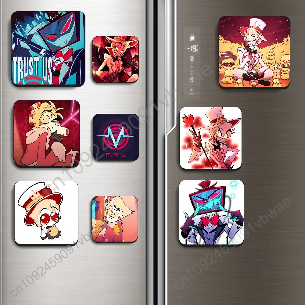 

Lucifer Morningstar Hazbin Hotel Vox Black Square Plastic Fridge Magnet, for Magnetic No Trace Left Durable, Smooth and Textured