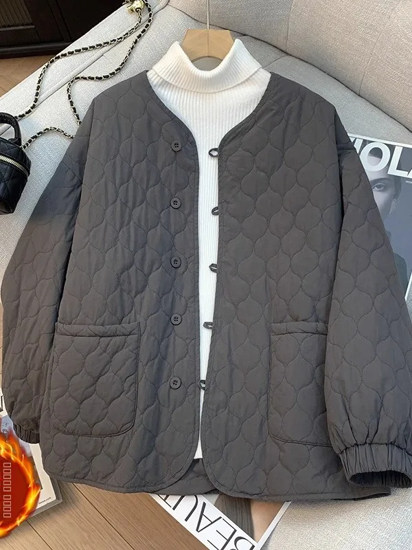 

Laid-ba Sle Casual Simple Cotton Jaet Women's Winter Clothes Loose Slimming Lightweight Cotton Coat Upper Body