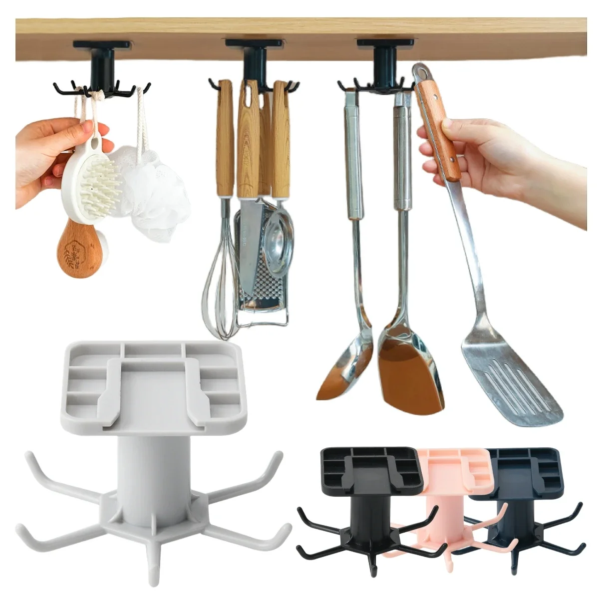 Kitchen Hook Multi-Purpose Hooks 360 Degrees Rotated Rotatable Rack For Organizer and Storage Spoon Hanger Accessories