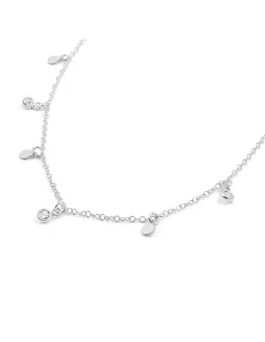 Necklace silver mini plates with zircons