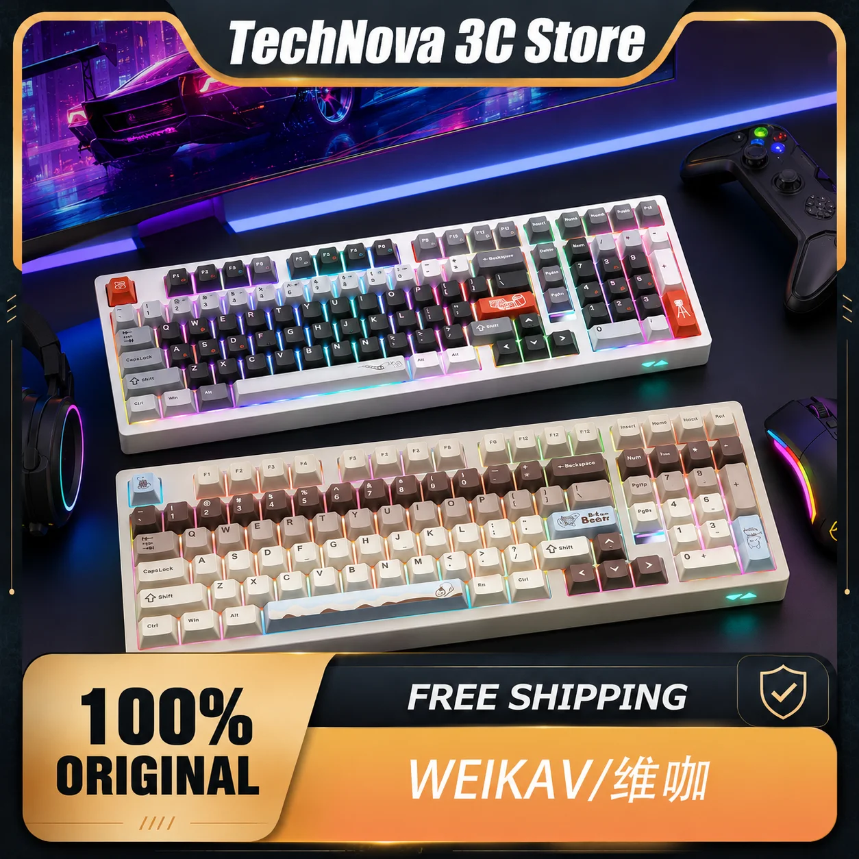 

Tri-mode Wireless Aluminum Mechanical Keyboard WEIKAV MAX102 CNC Metal Body Gasket Mount Bluetooth Gaming Keyboard PC Accessory