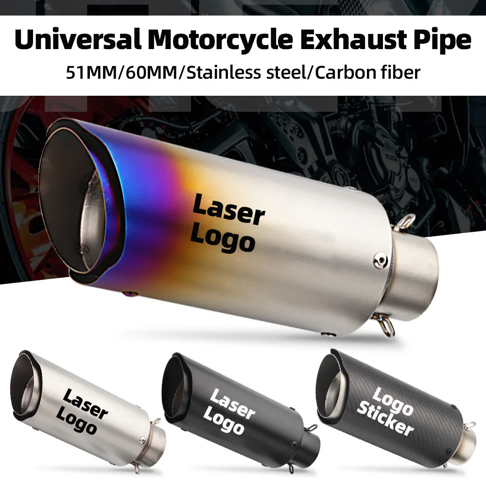 

2Layer 51/60MM Universal Motorcycle ak Exhaust Muffler Pipe For Ninja250/300/400 Z750/800 R15/R25/R3/ZX6R/10R/R6 Exhaust Modify