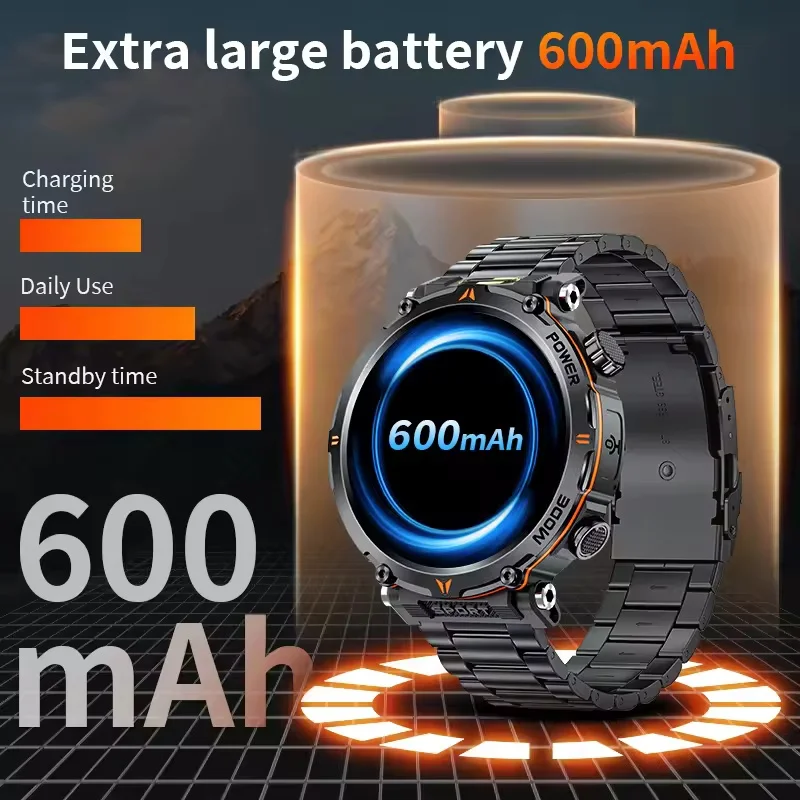 Nuovo Smartwatch militare da uomo Bluetooth chiamata Sport all'aria aperta Fitness Track 600Mah LED luce Smartwatch per Huawei Xiaomi