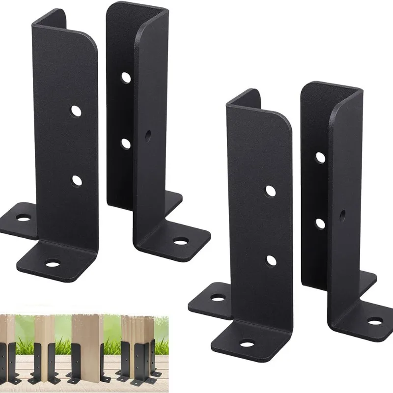 A67P-8Pcs Adjustable Deck Post Anchor Base Brackets Fit Heavy Duty Reversible Wood Fence Post Base Brackets Kit