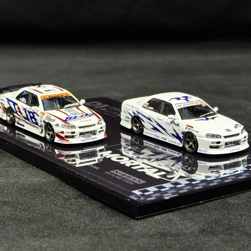 

1: 64 Mortal Nissan GTR ER34 Skyline Drift Car Version Alloy Car Model Boy Toy Desktop Ornament Birthday Gift