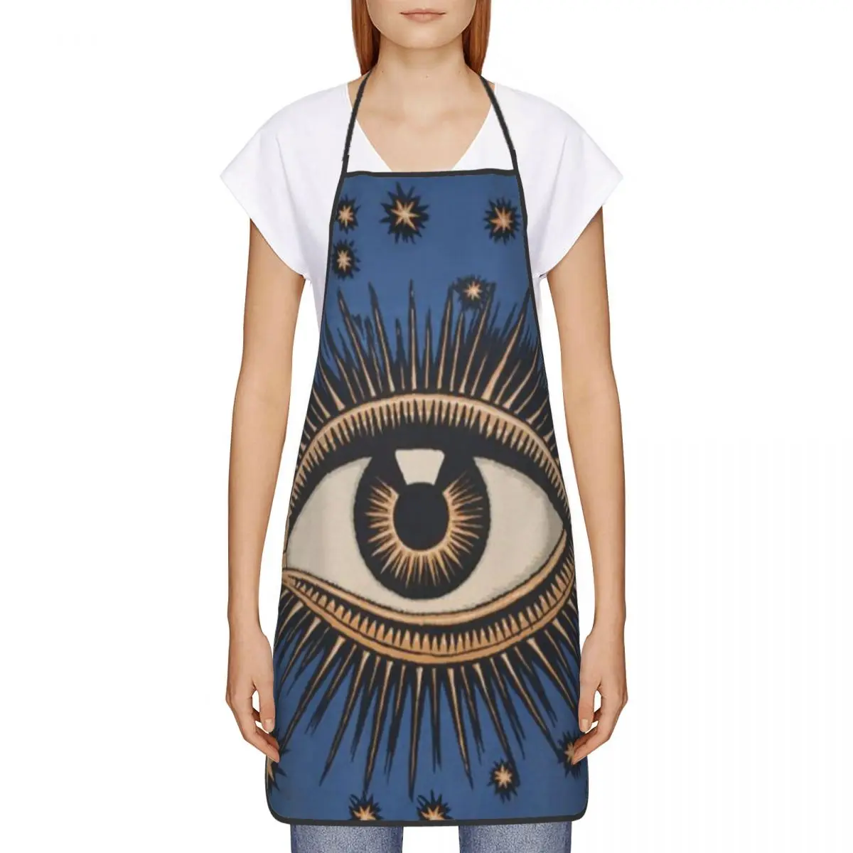 Unisex Mystic Eyes Bib Apron Adult Women Men Chef Tablier Cuisine for Cooking Kitchen All Seeing Eye Art Baking