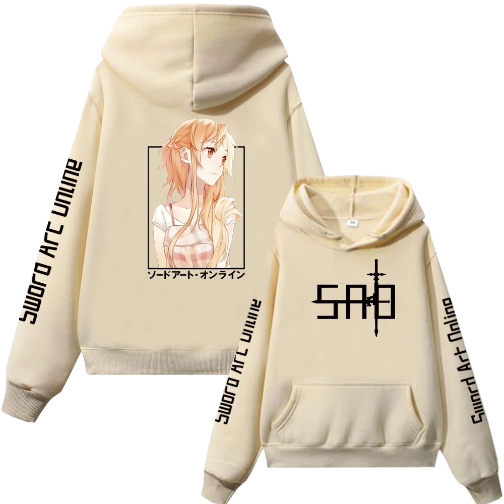 Sword Art Online bluza z kapturem z kapturem i Asuna z motywem Anime Plus Size, mężczyźni, kobiety, para bluzy Harajuku z długim rękawem, sweter dla