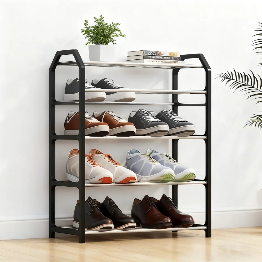 Zapatero Simple, soporte para zapatos ensamblado de 4 niveles, soporte organizador de zapatos Trapezoidal para el hogar, estante portátil para ahorrar