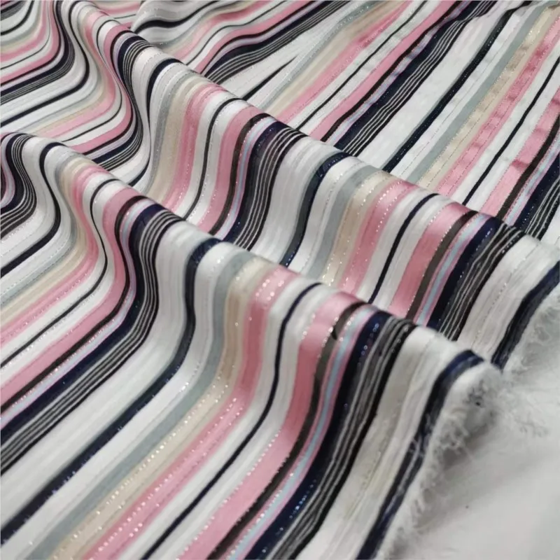 Color Stripes Beauty Strip Chiffon Fabric Diy Hand Sewing Polyester Fashion Dress