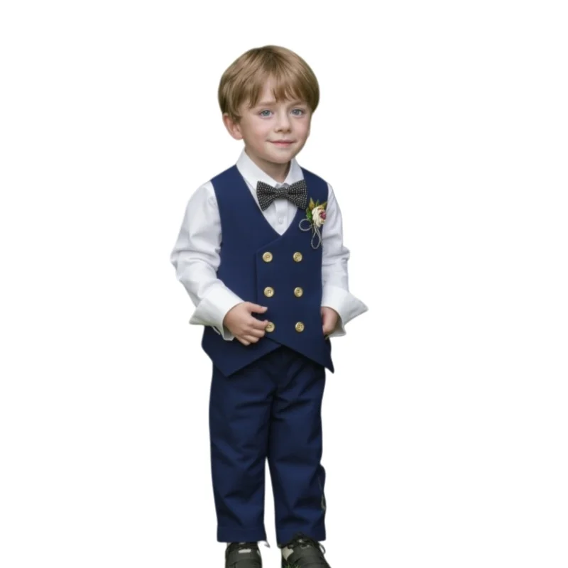 Kids 1 Year Birhtday Photograph Suit Toddler Performance Party Costume Flower Boys Wedding Dress Children Formal Suit Prince