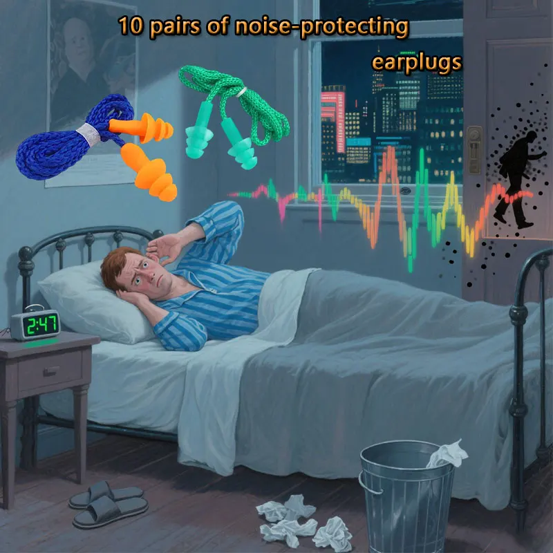 

10 Pairs of Earplugs Sleep Super Sound Insulation Industrial-grade Noise Reduction Mechanical Noise Reduction Earplugs Ear Plugs