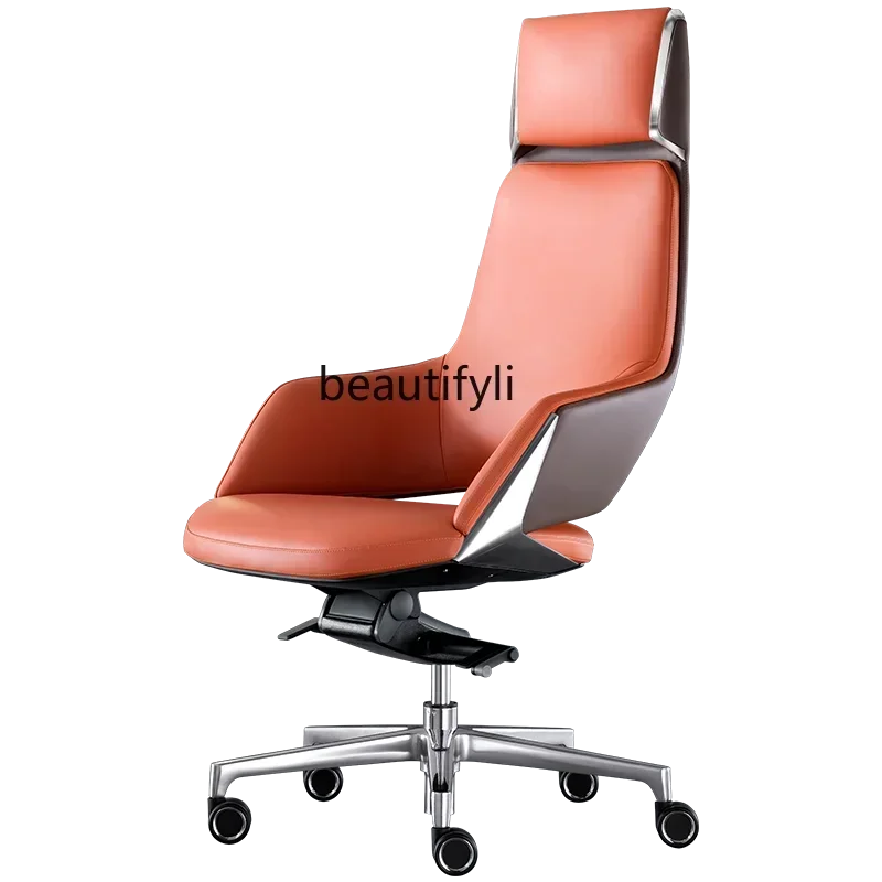 

R Light luxury boss chair, computer chair, home study reclining chair, business leather office chair R