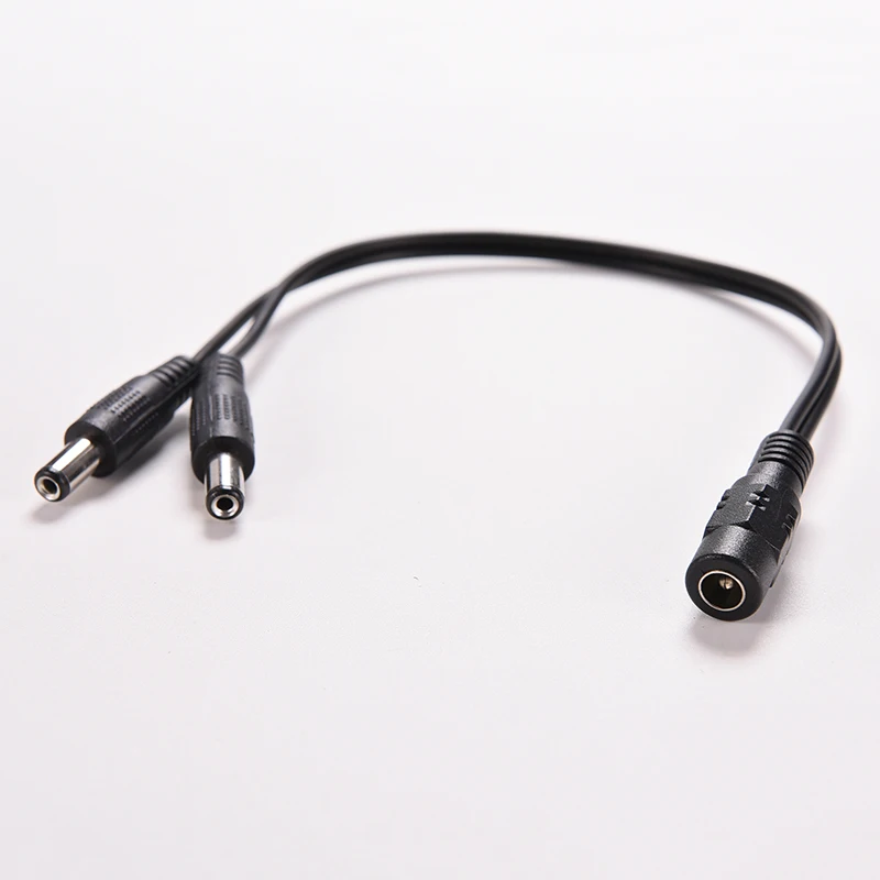 1 Female To 2 Male Way Male DC Power Splitter Connector Plug Extension Cable For CCTV LED Strip Light Supply Adapter 5.5mm 2.1mm