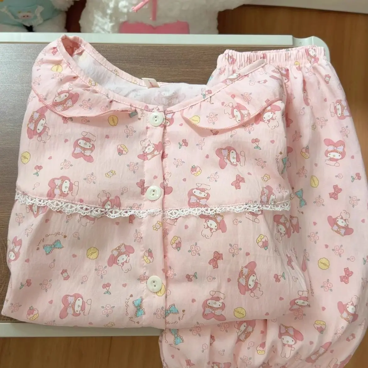 

Kawaii MY MELODY Nightwear Chest Mat Women's Summer Cotton Short Sleeved Shorts Two Piece Cute Home Clothes Set Sleepwear Gifts