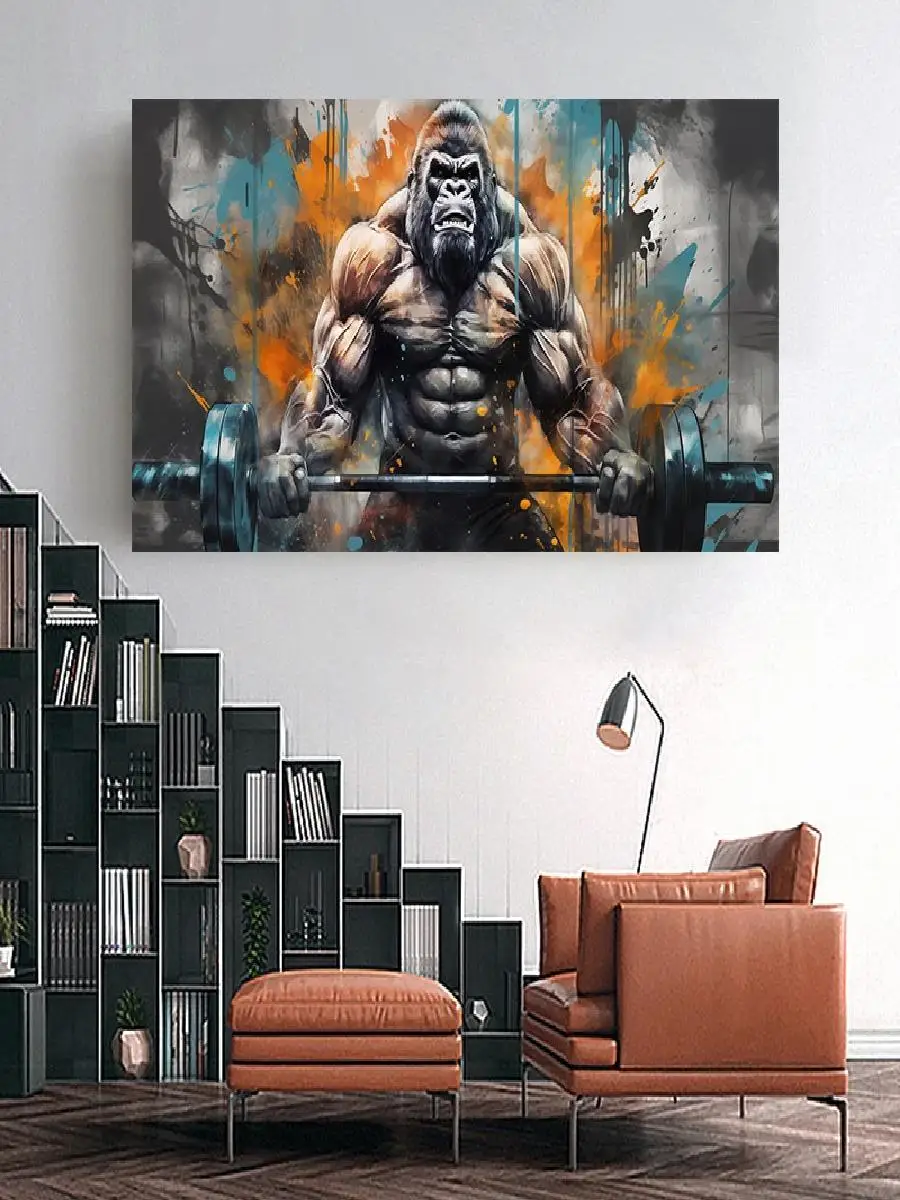 Graffiti Gorilla Barbell Canvas Painting Print Sport Motivational Wall Art Fitness Bodybuilding Poster Print Gym Home Decor