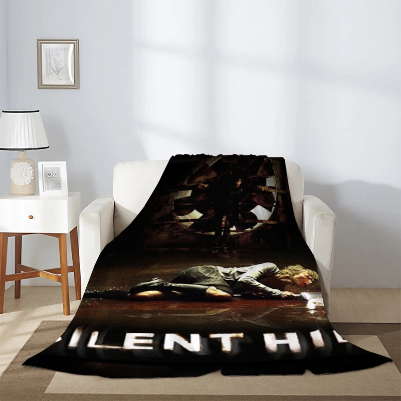 

Horror Movie Game Decorative Sofa Blanket Silent Hill Thick Blankets for Winter Microfiber Bedding Knee Warm Fleece Fluffy Soft