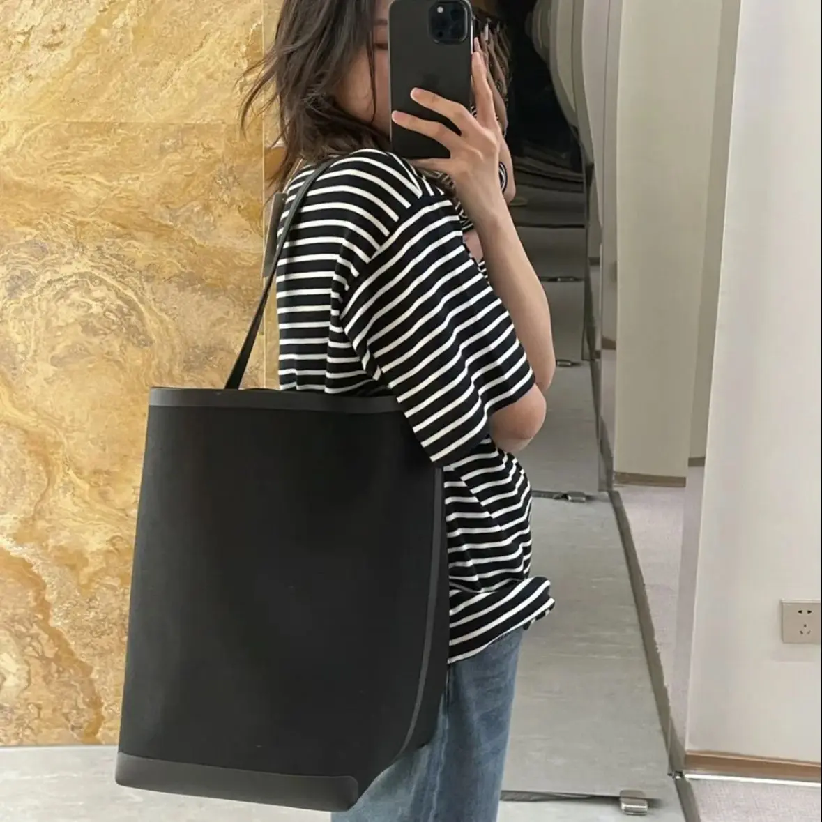 Women's Commuting Hundred R0* Bucket Bag Large Capacity Canvas Shoulder Tote Large Bags Shopping Handbag Women's Package