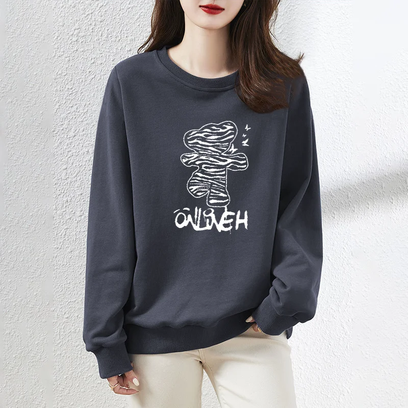 

Подхватывающие геометрические буквы-фонарики с длинными рукавами и принтом, весенне-осенняя женская одежда с круглым вырезом, пуловеры, повседневные толстовки, топы