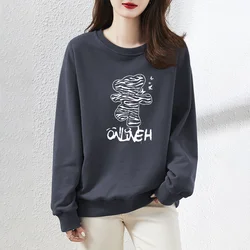 Flattering Geometric Letter Lantern Long Sleeve Printing Spring Autumn Round Neck Women's Clothing Pullover Casual Hoodies Tops