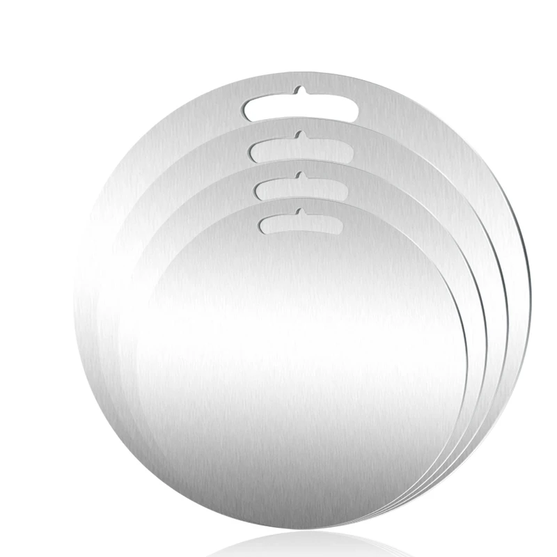 WXCOO planche à découper ronde en acier inoxydable planche à découper Double face pétrissage planche à pâte pour couper les légumes fruits viande