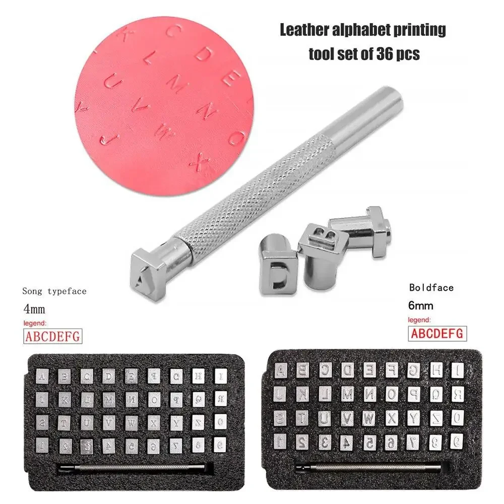 36pcs DIY Leather Seal Engraving Craft Tool Steel Alphabet Number Stamp Leather Craft Stamps Metal