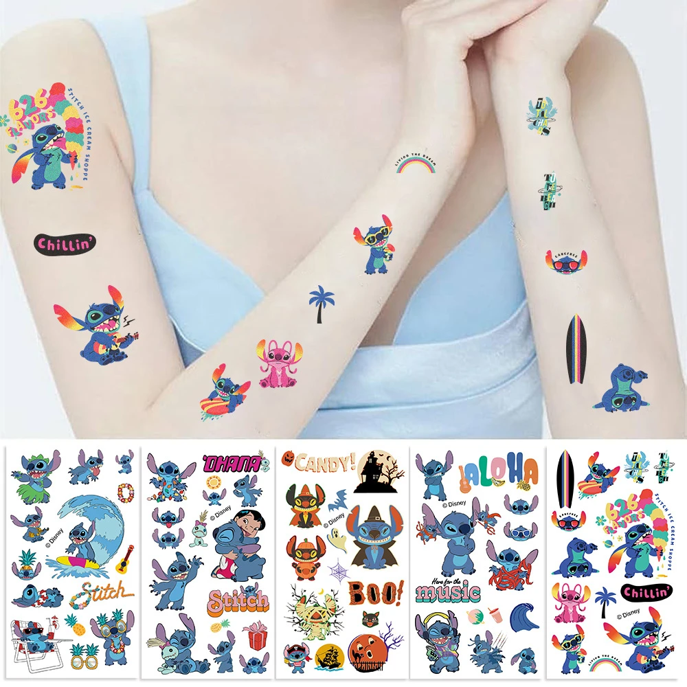 

10pcs/set New Interstellar Stitch Temporary Tattoo Stickers For Summer Surfing Stitch Party Body Art Tattoos Gift