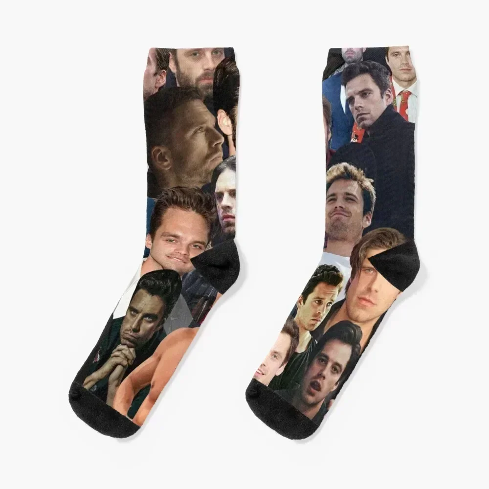 

Sebastian Stan photo collage Socks hip hop essential gift christmas gift Mens Socks Women's