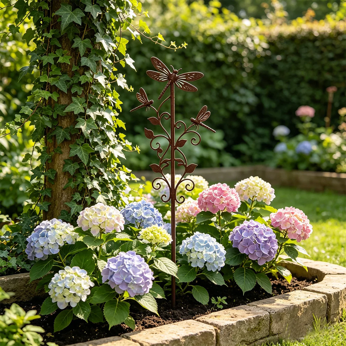 1Pc Iron Art Garden Decorative Stake, Dragonfly Decorative Stake, Outdoor Plant Stand, Outdoor Garden Decoration, Creates a Nostalgic/Rural Style, Suitable for Outdoor Lawns, Courtyard Gardens, Flower Pots or Flower Bed Decorations.
