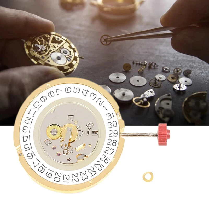 Para RONDA 1019 movimiento de reloj con rueda de hora resorte calendario de las 3 en punto movimiento de cuarzo de dos y media manecilla