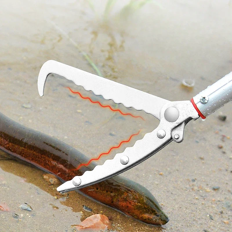 Lengthened Thicken Snake Catcher Retractable Snake Tongs Large Opening Eel Clip Loach Clamp Stick Reptile Catcher Grabber