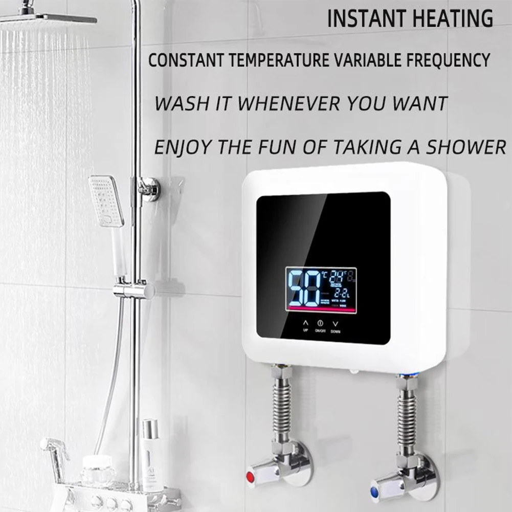 

1 Set Tankless Hot Water Heater Shower Electric Portable Instant Boiler Bathroom White And Black 5500W/7500W Metal