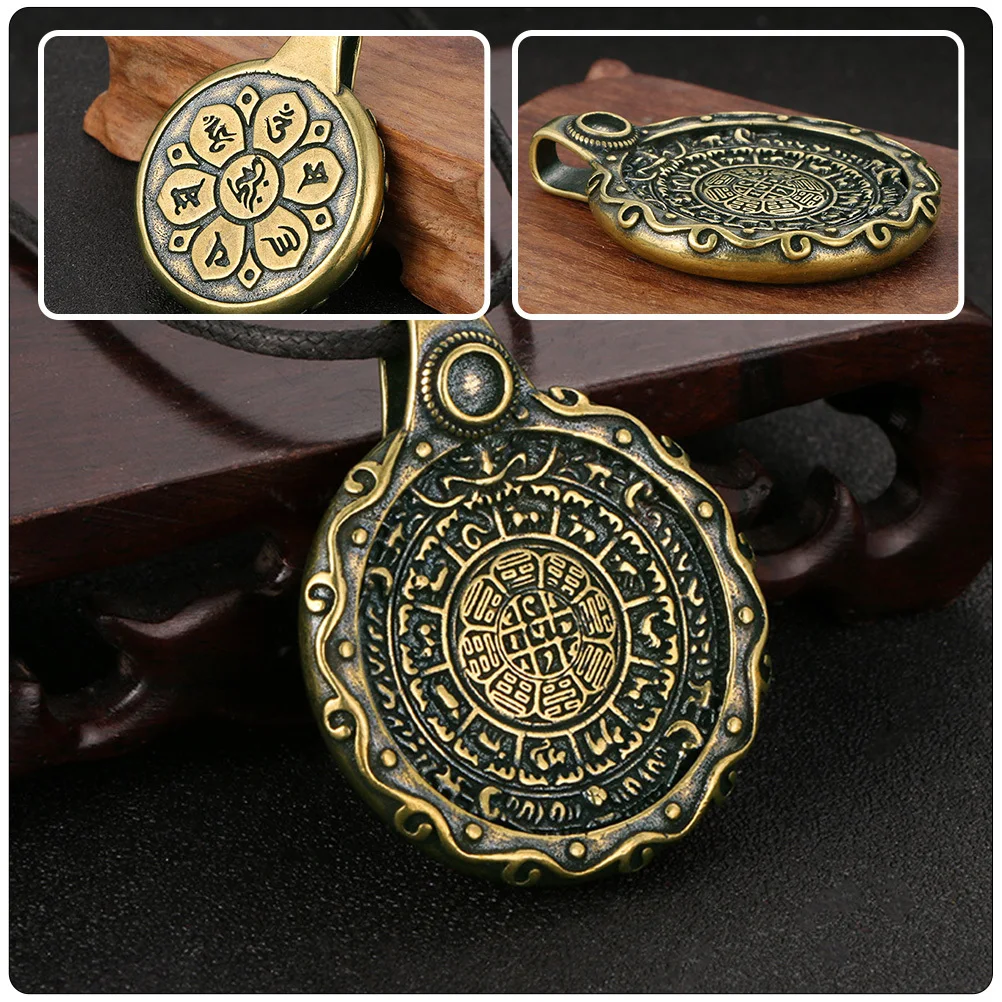 

Прочный кулон с шестью словами, уникальное даосское тематическое ожерелье, декоративная подвеска для вечеринки, деревянный декор стен, мужской подарок